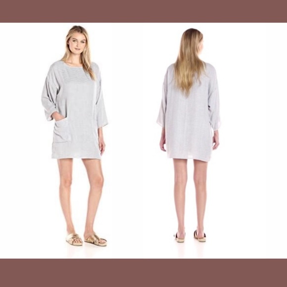 NWT Mara Hoffman [‎ Medium ] Cotton Stripped Tunic Dress in Grey - Picture 1 of 11